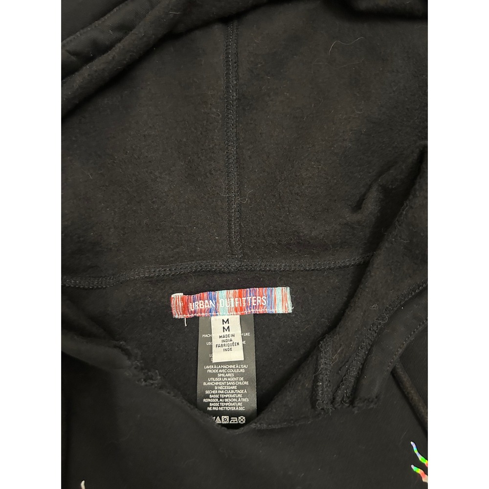 Urban Outfitters Black Cropped Hoodie Cyber Sigilism Holographic Graphic M - Picture 2 of 2